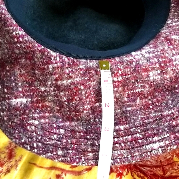 HELEN KAMINSKI Woven Wool Cotton Alpaca Multi Flecks Wine Floppy Adjustable HAT - Picture 8 of 12